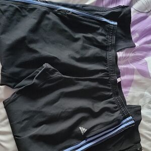 Adidas Black Joggers with Blue Accents Zippered Pockets And Legs